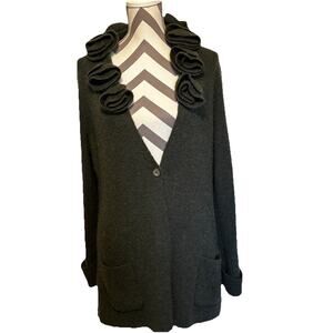 Soft Surroundings Gray Green La Vie En Rose Alpaca Blend Cardigan Sweater Large